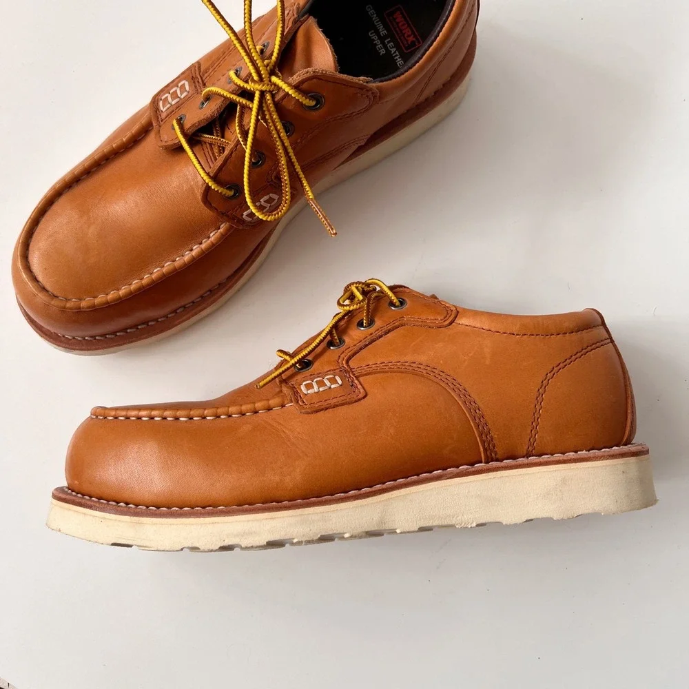 WORX by Red Wing Shoes Moc Toe Oxford Size 9.5 Mens Brown Leather Work Shoe Boot